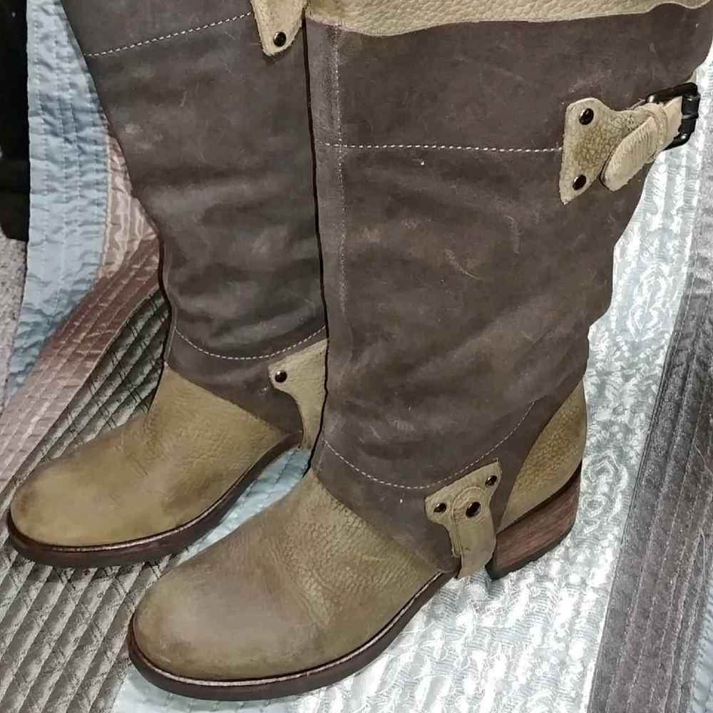 Vera Wang distressed tall boots